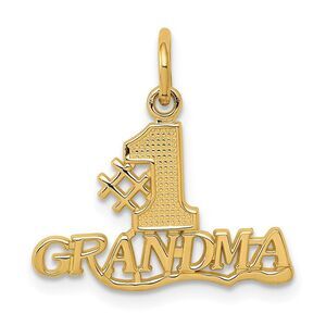 14k Yellow Gold #1 Grandma Charm or Pendant, 18mm